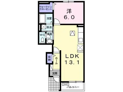 ルーナフィオーレII(1LDK/1階)の間取り写真