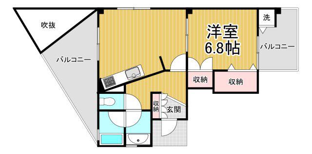 阪上ビル(1DK/3階)の間取り写真