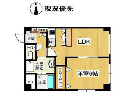 ラル・シティ大野目(1LDK/2階)の間取り写真