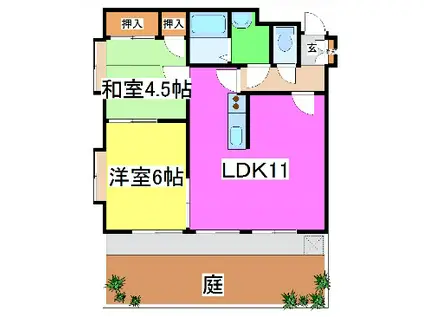 石原第一コーポ(2LDK/1階)の間取り写真