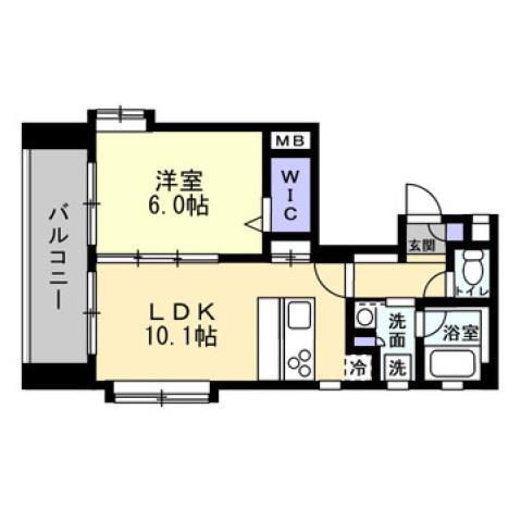 ネオアクシス共研公園(1LDK/7階)の間取り写真