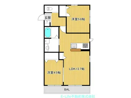 ブラン・CO花立(2LDK/2階)の間取り写真