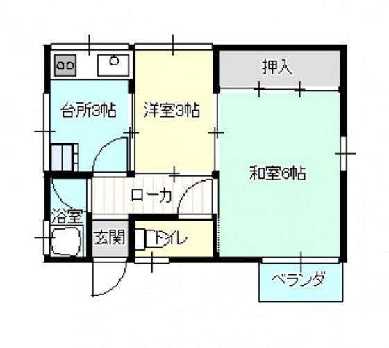 宮ノ下アパート(2K/2階)の間取り写真