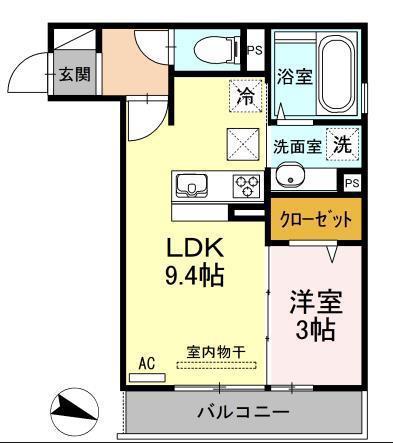 アイクレスト下関駅(1LDK/1階)の間取り写真