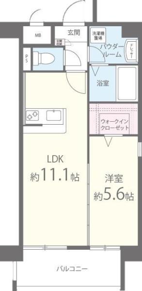 ラフレシーサ医大通(1LDK/4階)の間取り写真