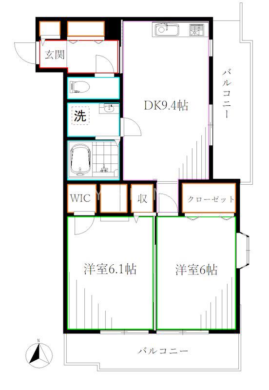 レジディア吉祥寺(2DK/1階)の間取り写真