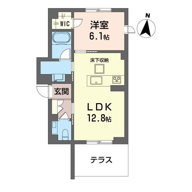 アルシアグランデ 三軒茶屋(1LDK/1階)の間取り写真