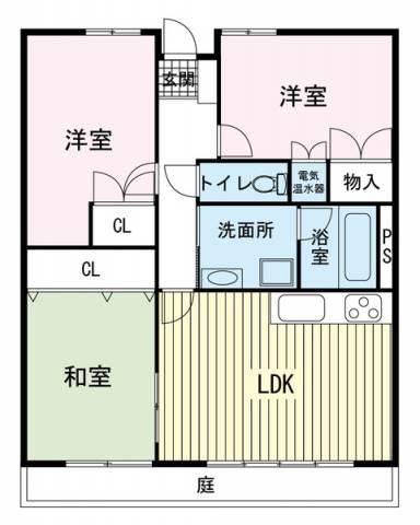 コーポしろかね(3LDK/1階)の間取り写真