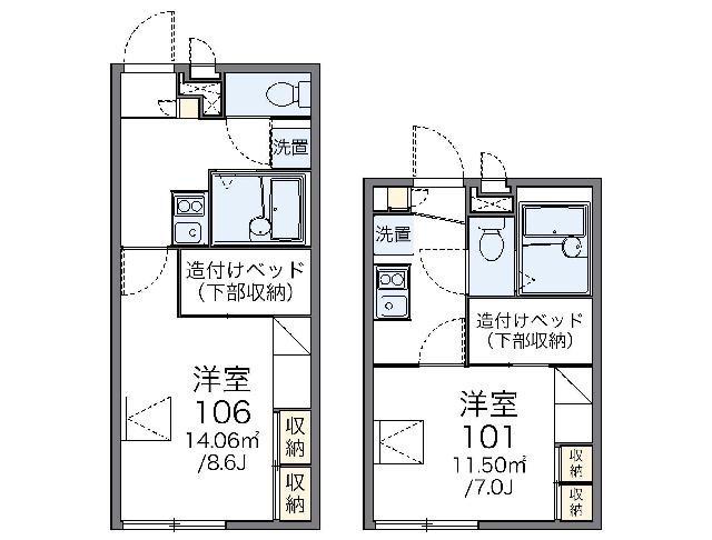レオパレスエクセラン(1K/1階)の間取り写真