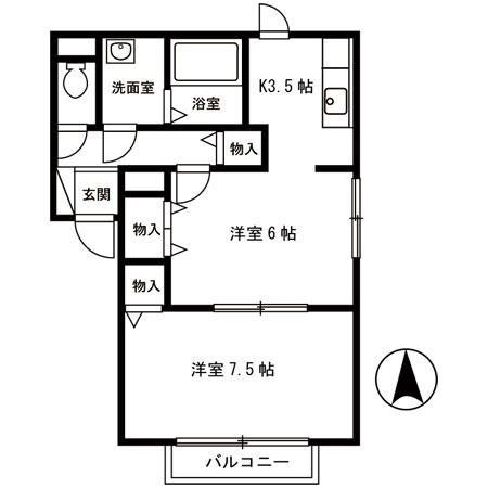 ハイセレール秀(2K/1階)の間取り写真