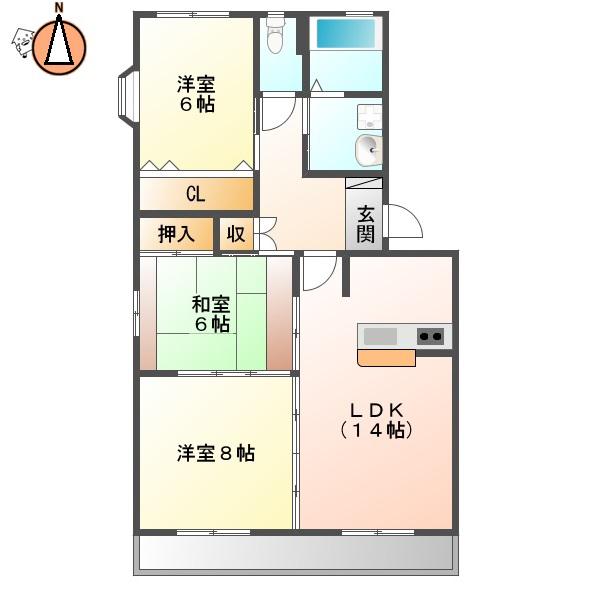 ファミール大原(3LDK/2階)の間取り写真