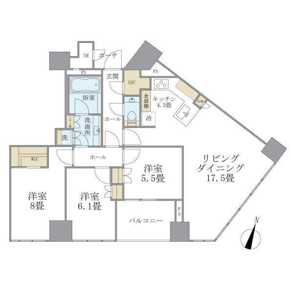 ブリリア一番町(3LDK/9階)の間取り写真