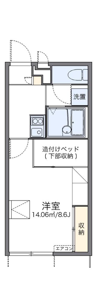 レオパレステイルザウエスト(1K/1階)の間取り写真