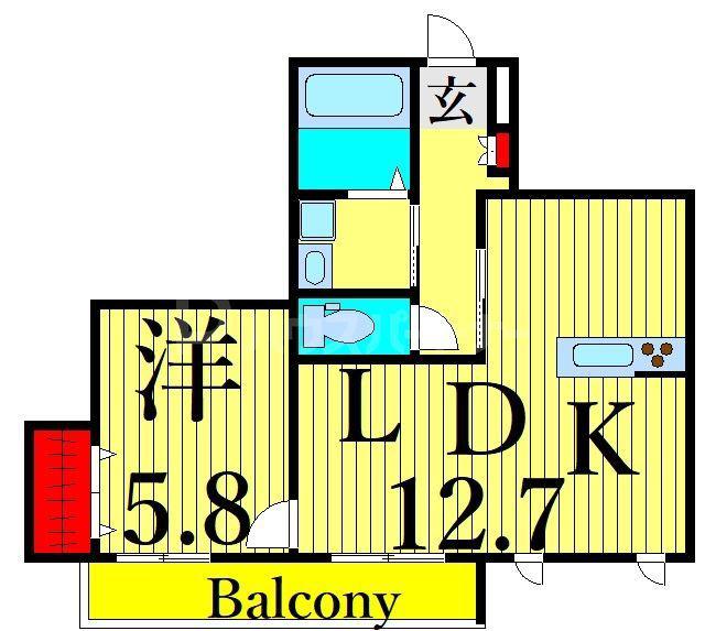 グランドール東和(1LDK/1階)の間取り写真