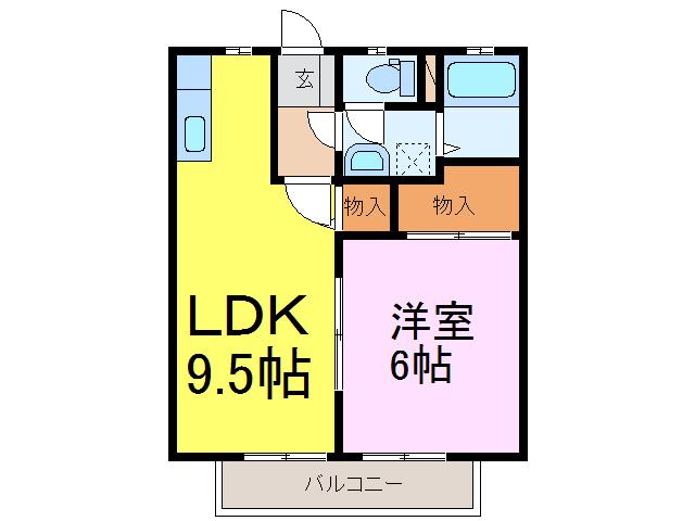 プリムローズ(1LDK/2階)の間取り写真
