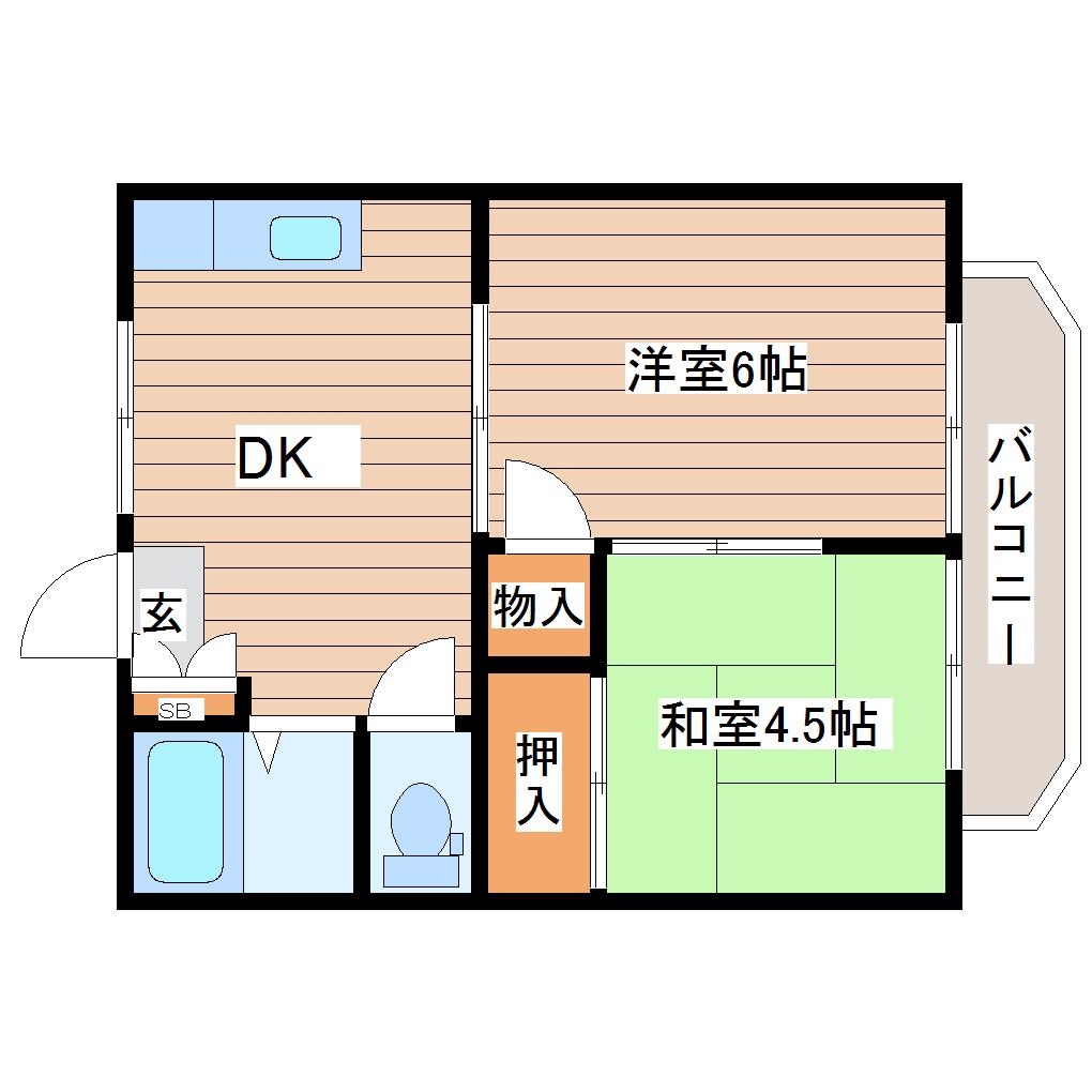 メゾン14-20(2DK/2階)の間取り写真