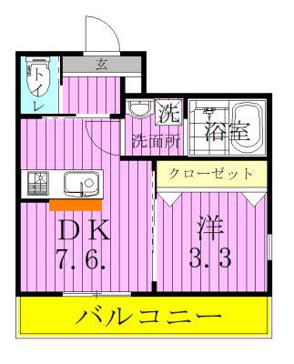 ウィステリア(1DK/2階)の間取り写真