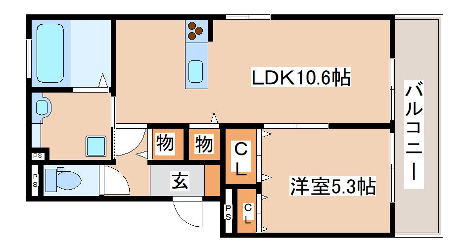 グリーンビラ高取山(1LDK/1階)の間取り写真