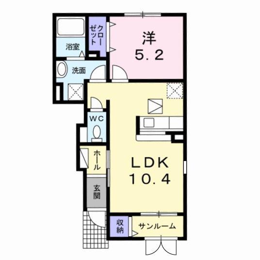 アルモニー(1LDK/1階)の間取り写真