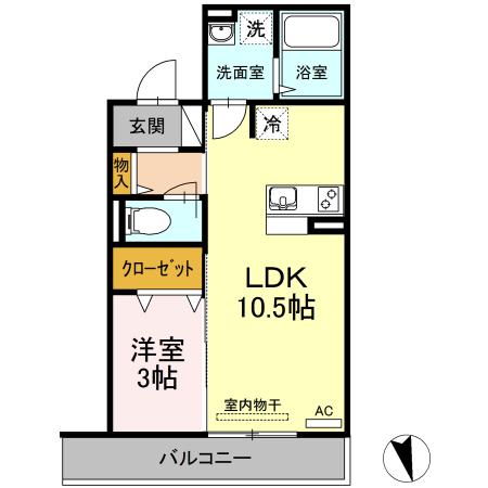 ISOKAZE(1LDK/2階)の間取り写真