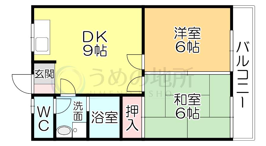 サンハイツ(2DK/2階)の間取り写真