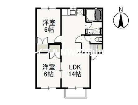 ダイニサンシャインB(2LDK/2階)の間取り写真