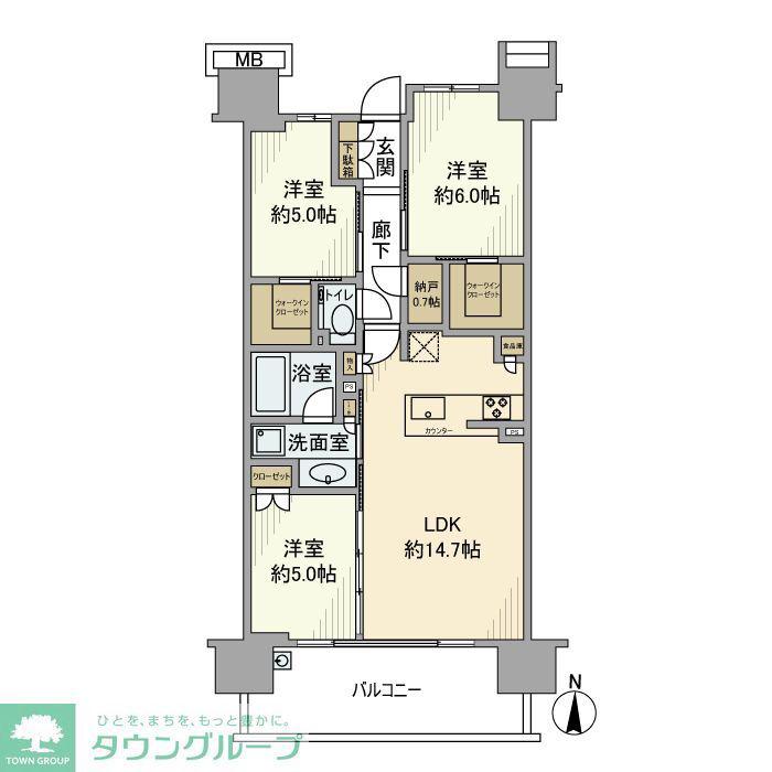 シティテラス赤羽 THE イースト(3LDK/12階)の間取り写真