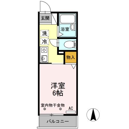 ハミング南牛川(1K/2階)の間取り写真