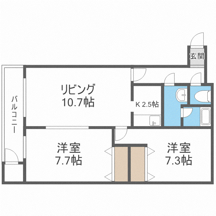 ロームラス桑園(2LDK/2階)の間取り写真