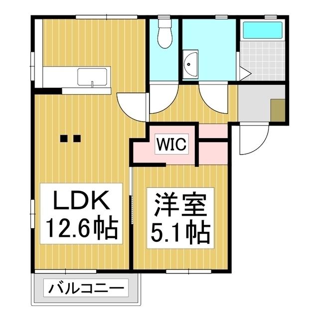 富貴原ハイツ A棟(1LDK/2階)の間取り写真