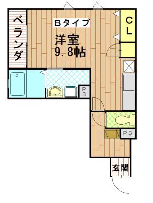 パケボーテ(ワンルーム/2階)の間取り写真