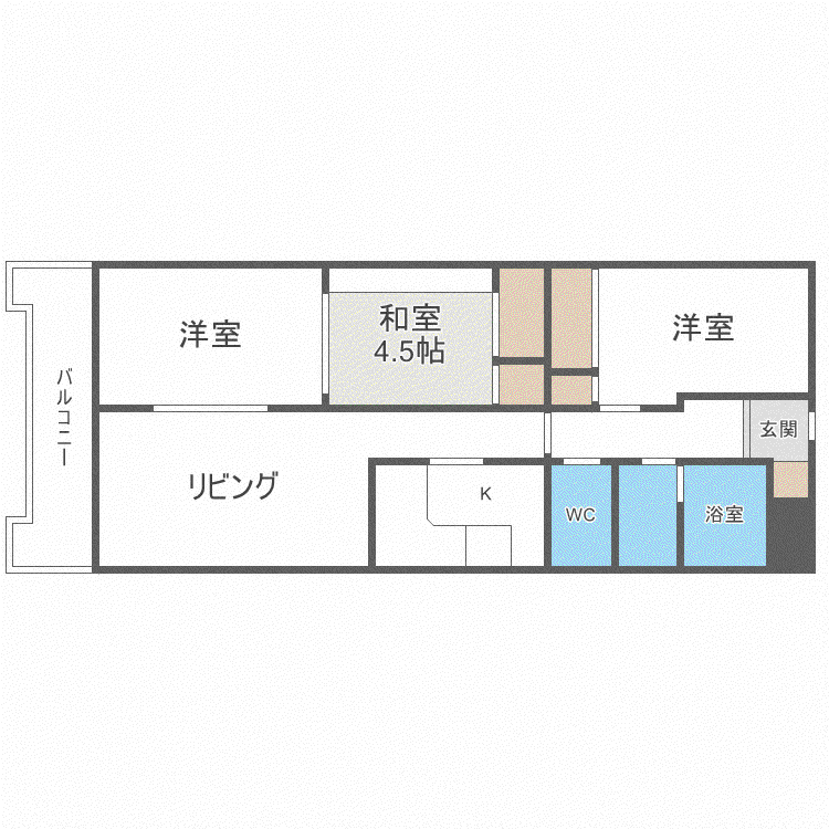 パレスニーノ北広島(3LDK/2階)の間取り写真