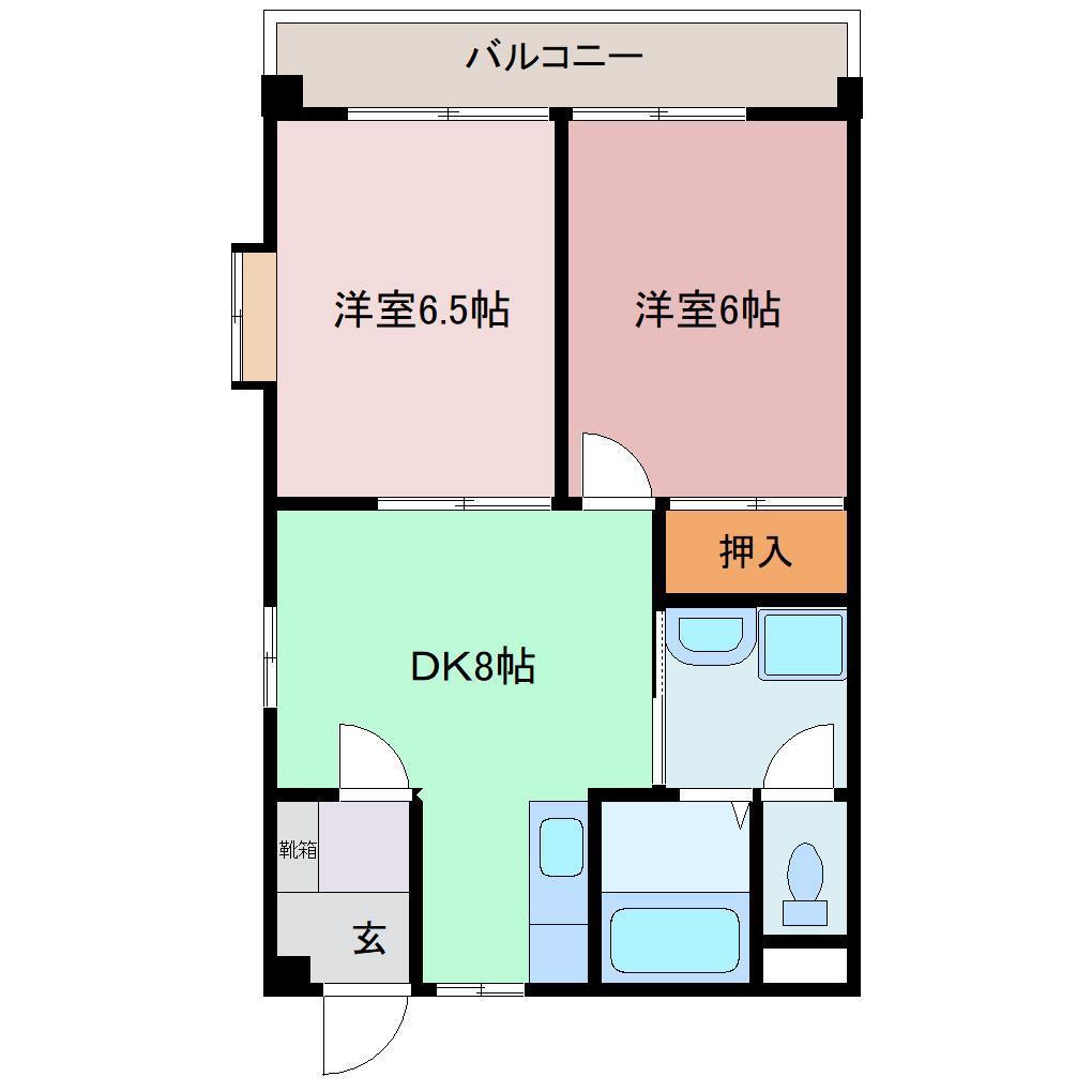 カーサ小楠(2DK/1階)の間取り写真