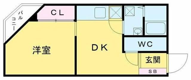板倉マンション(1DK/4階)の間取り写真