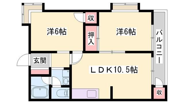 レオパレスII(2LDK/1階)の間取り写真