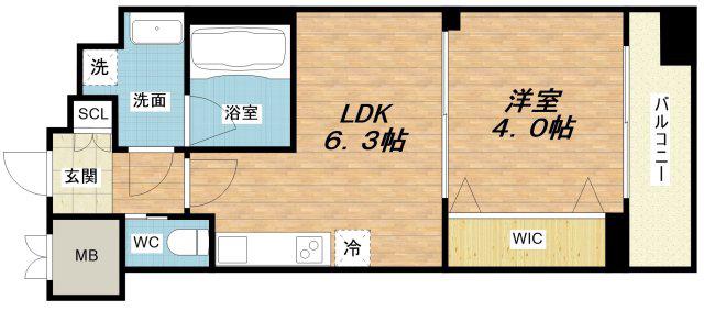 VINOプレジオ本町(1DK/4階)の間取り写真