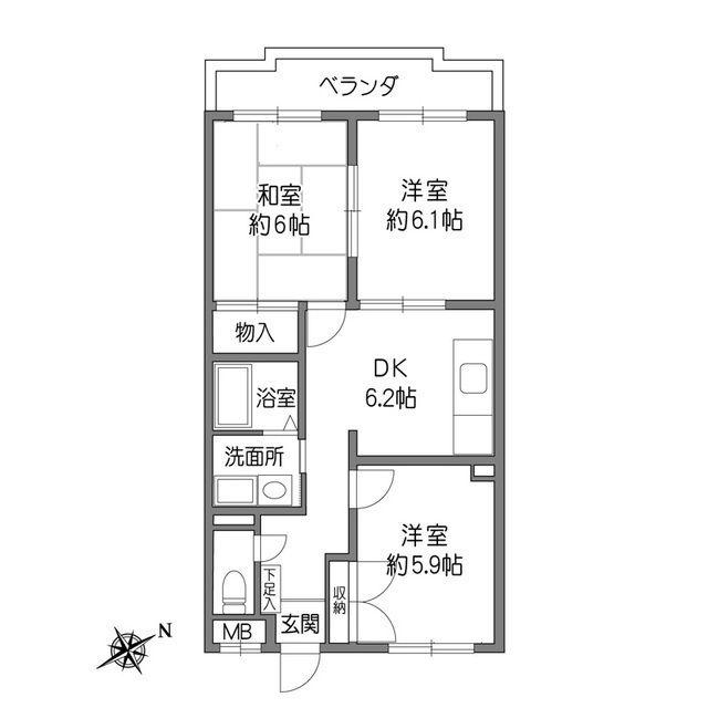 ラークハイツ座間(3DK/4階)の間取り写真