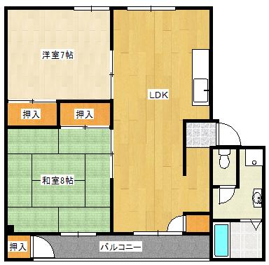 ハートフル車塚(2LDK/4階)の間取り写真
