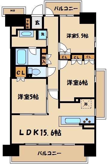ライオンズ武蔵浦和ブライトフォート(3LDK/7階)の間取り写真