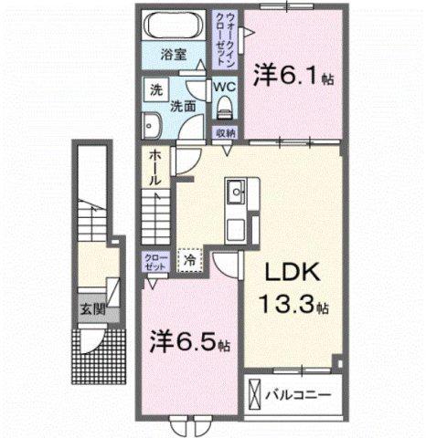 ロードクロジット(2LDK/2階)の間取り写真