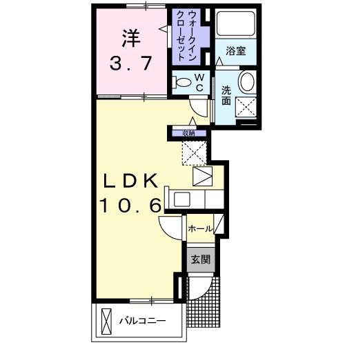 スウィートメモリー(1LDK/1階)の間取り写真
