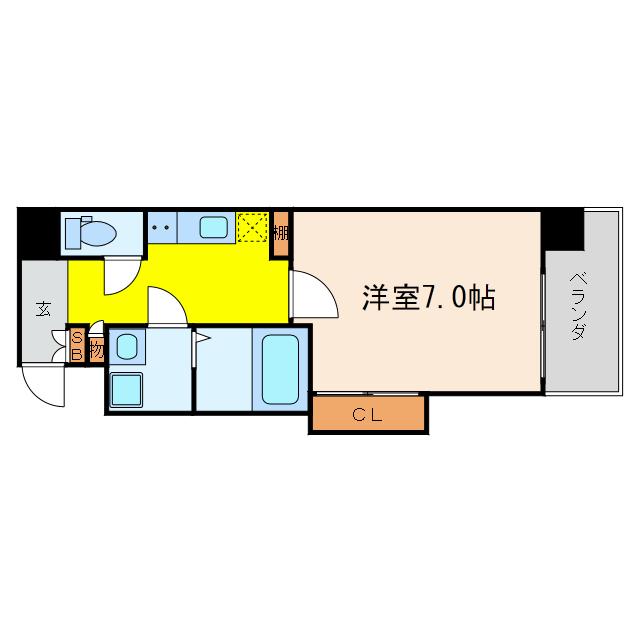ファーストフィオーレ本町イースト(1K/11階)の間取り写真