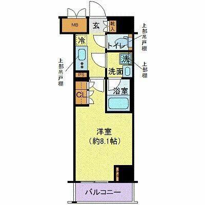 ディアレイシャス港区海岸(1K/8階)の間取り写真