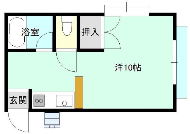ハイネス21(1DK/1階)の間取り写真
