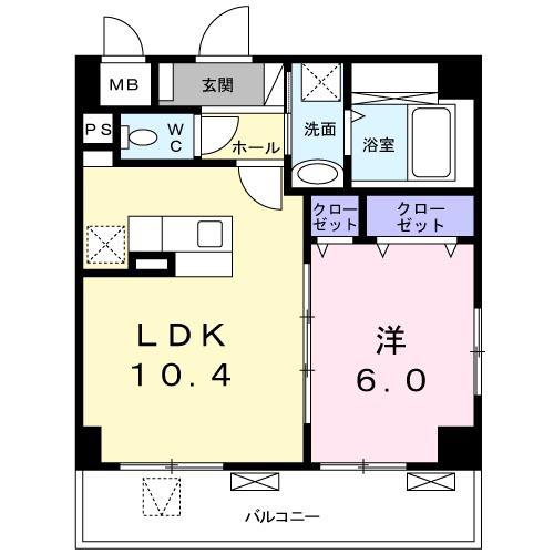 緑が丘DKB(1LDK/3階)の間取り写真