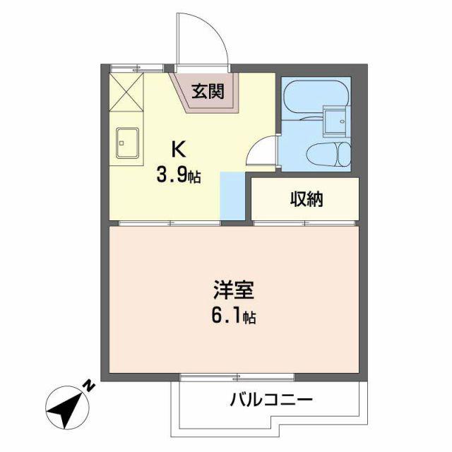 メゾンシャルマンA(1K/2階)の間取り写真