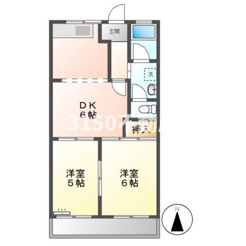 サンハイム山川(2DK/1階)の間取り写真
