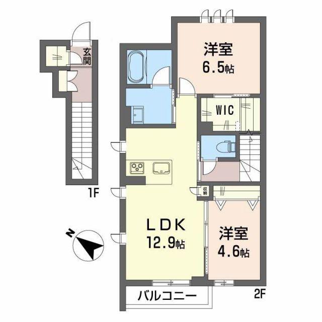 シティプラザ代官町 E(2LDK/2階)の間取り写真