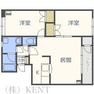 セゾンド円山(2LDK/2階)の間取り写真