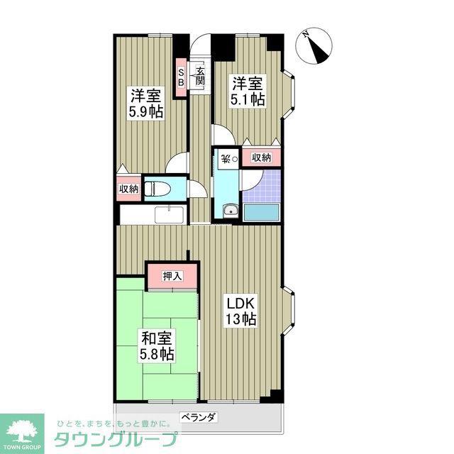 パストラル渋沢(3SDK/2階)の間取り写真